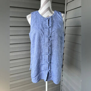 J.Jill Chambray Linen Tunic Sleeveless Button Down Top Sz M